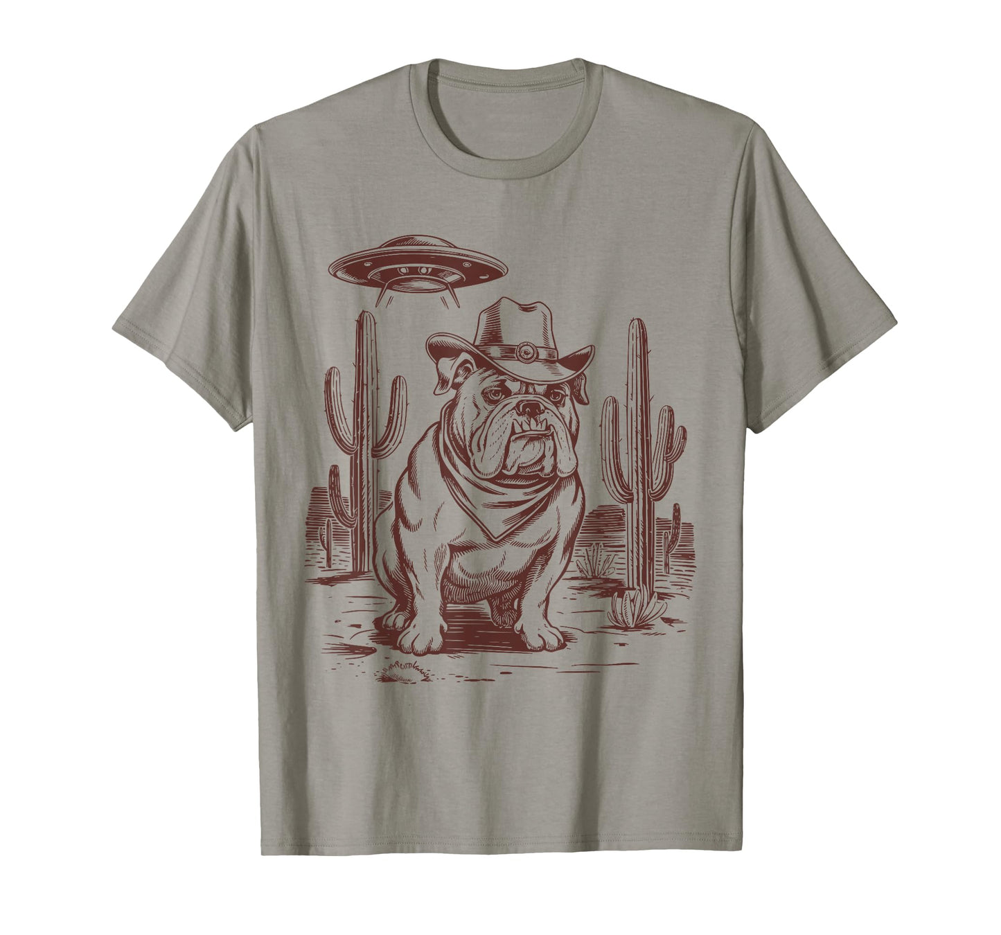 Bulldog UFO Western Vintage Alien 90s Retro Cowboy T-Shirt