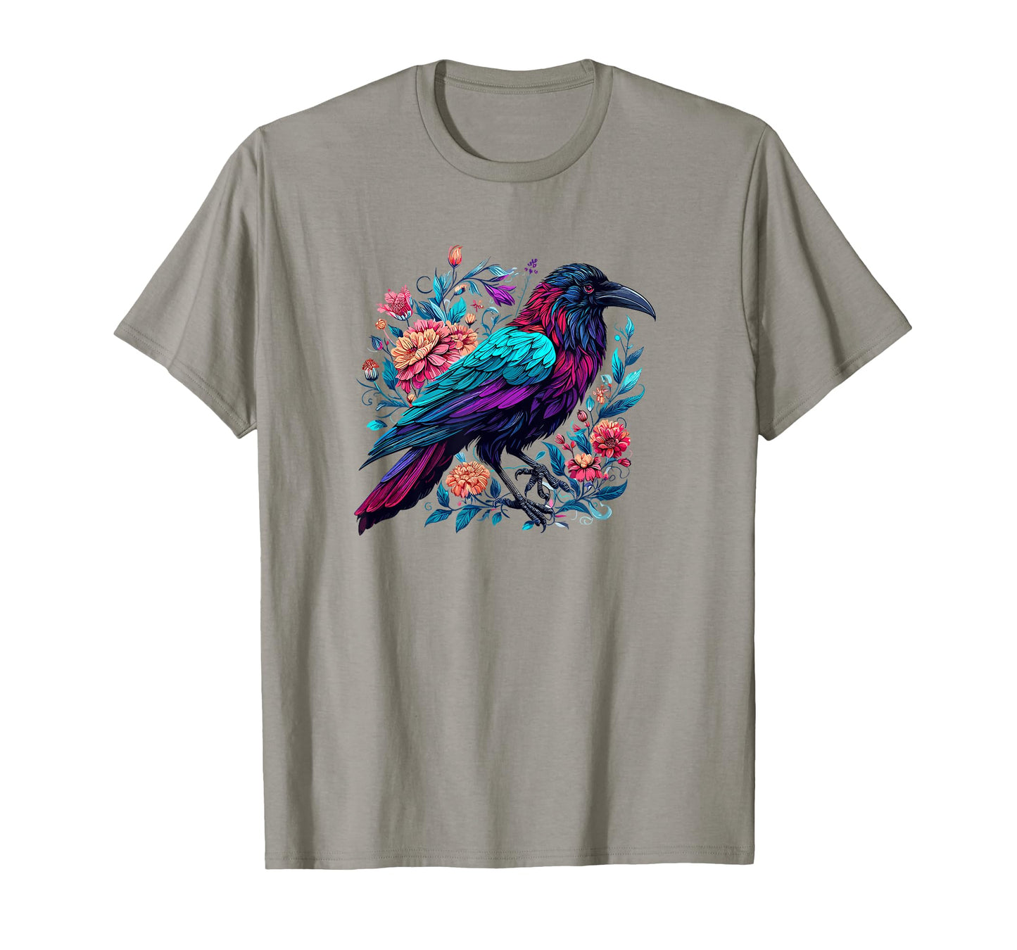 Gothic Edgar Allen Poe Nevermore Floral Crow Raven Lover T-Shirt