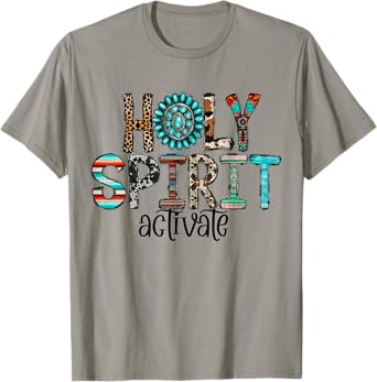 Holy Spirit Activate Leopard Western Rodeo Cowhide Gemstone T-Shirt