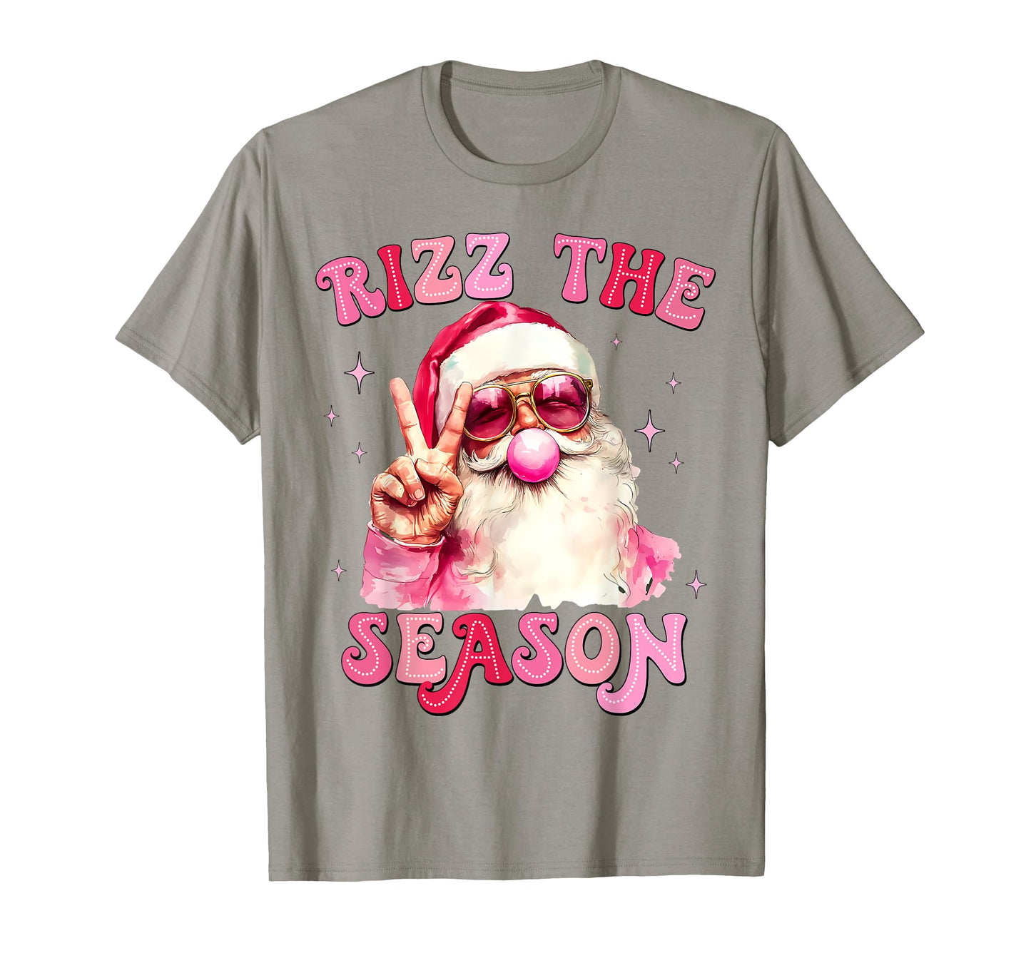 Rizz The Season Santa Pink Bubble Gum Rizzmas Christmas Kids T-Shirt
