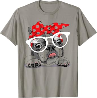 Cute French Bulldog Colorful Headband And Glasses T-Shirt