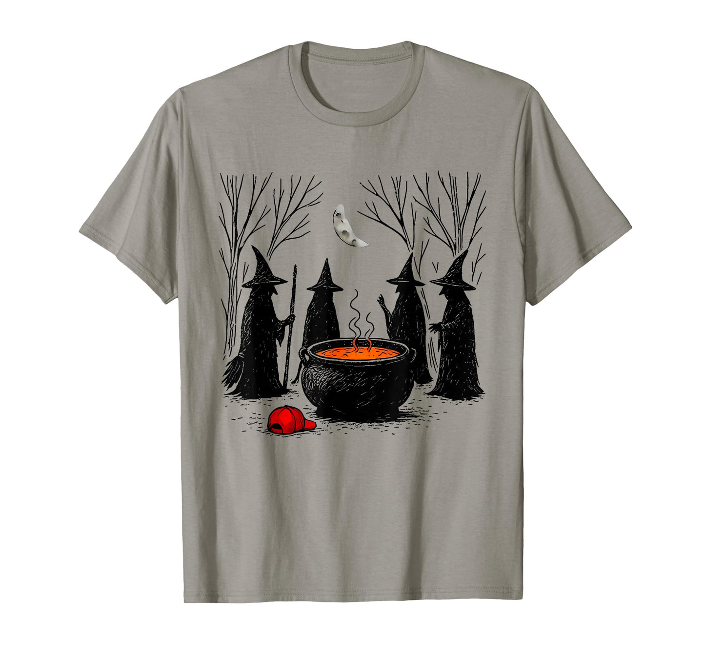 Funny Witches Brewing Cauldron Red Hat Anti Tr-mp Hallow T-Shirt