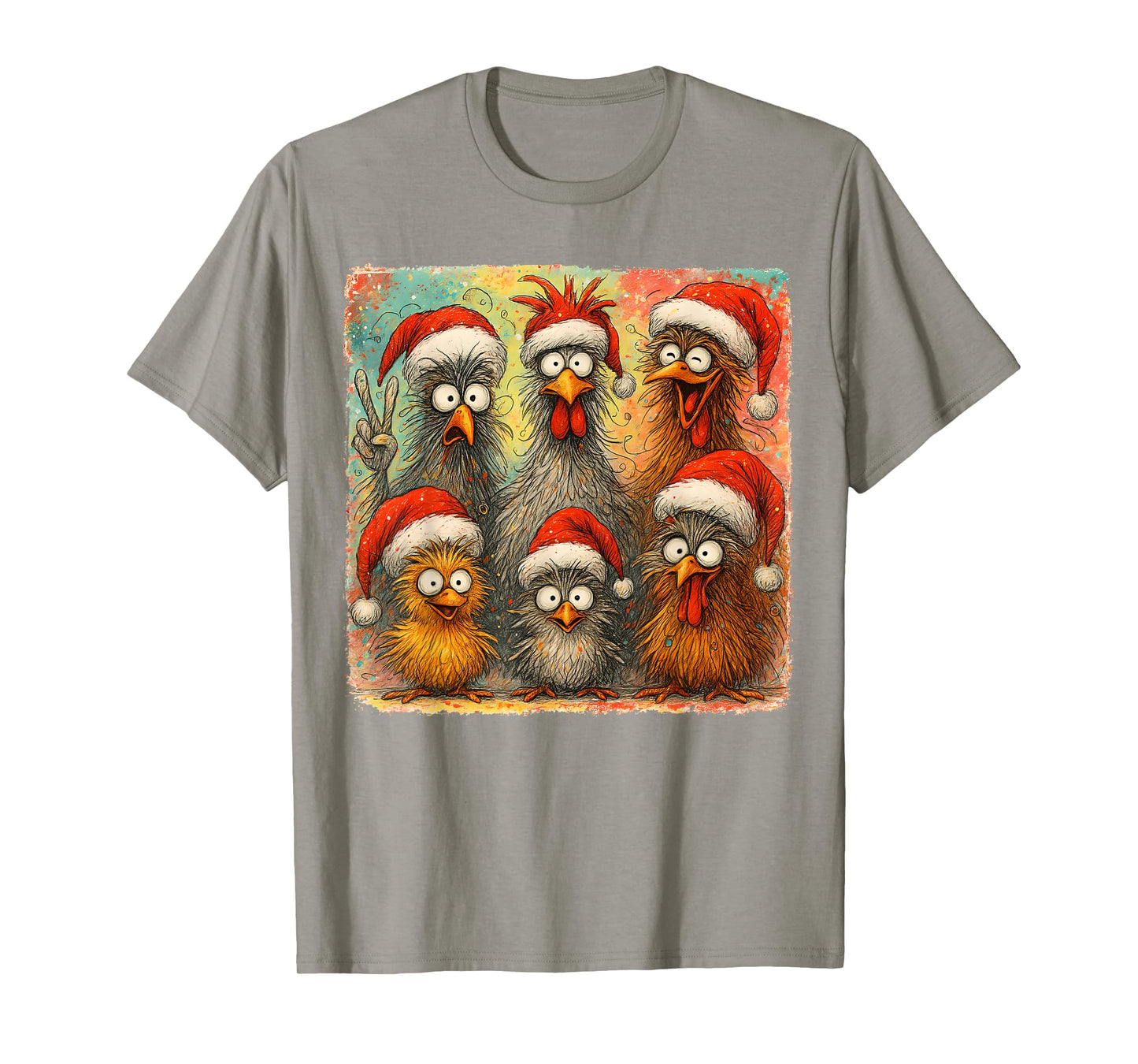 HUGvyn Christmas Santa Chicken Crazy Eagerlys Rooster Meme T-Shirt