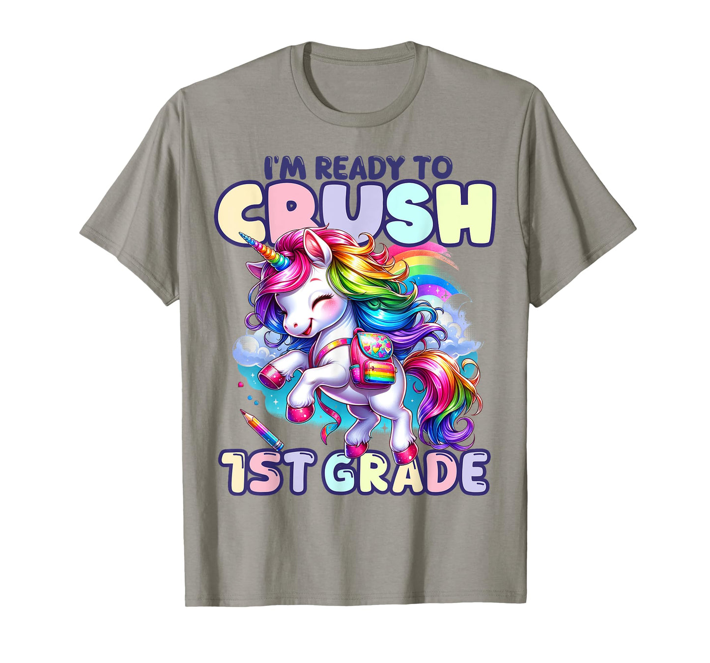 Crush 1st Grade Girls Back to School Unicorn First Day Cute T-Shirt