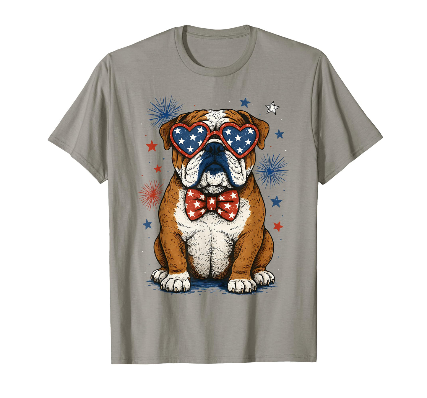 USA Flag Retro English Bulldog 4th Of July Merica Men Women T-Shirt