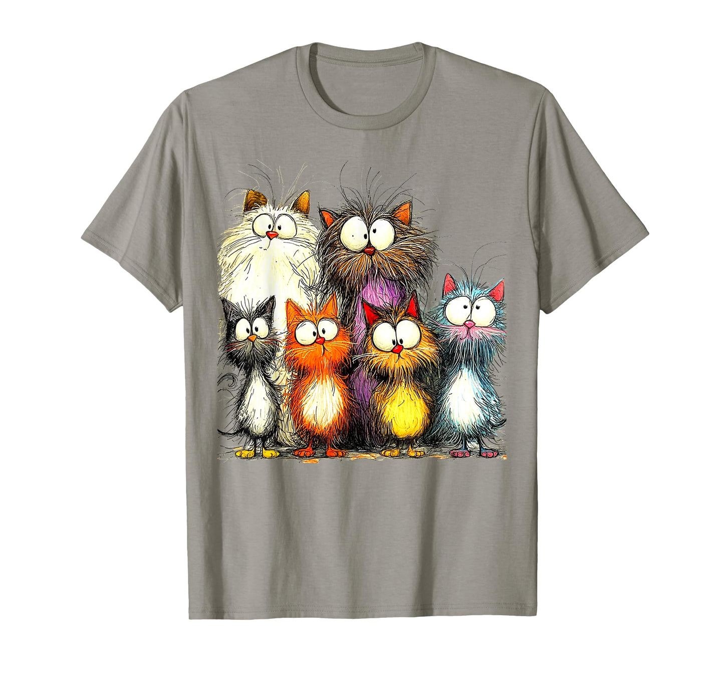 Eagerlys Silly Funny Cat Famliy Art Colorful Cats - Kitten T-Shirt for Men Women