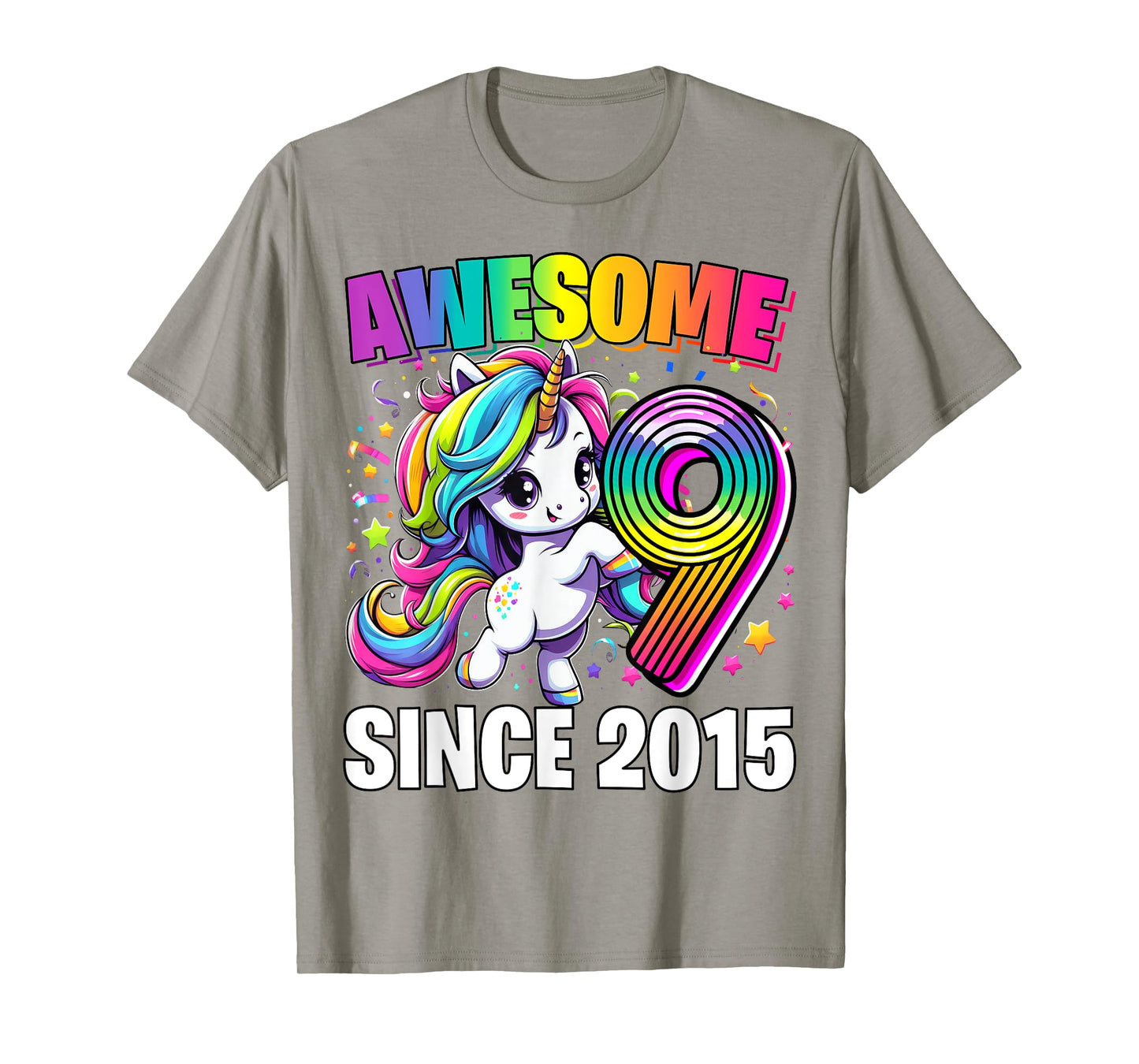 Unicorn 9th Birthday 9 Year Old Unicorn Party Girls Outfit T-Shirt