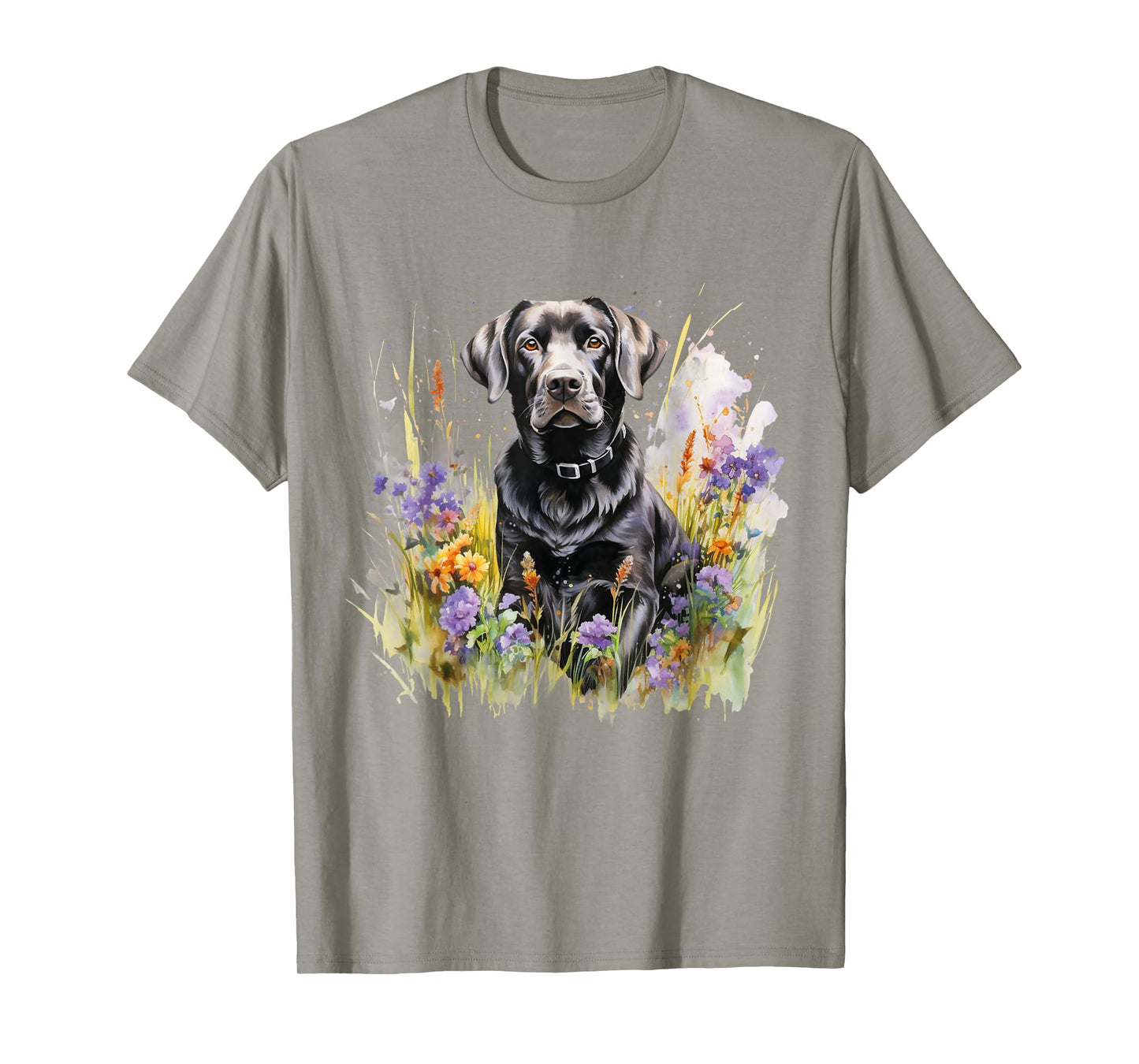 Floral Wildflower Dog Black Labrador Retriever T-Shirt