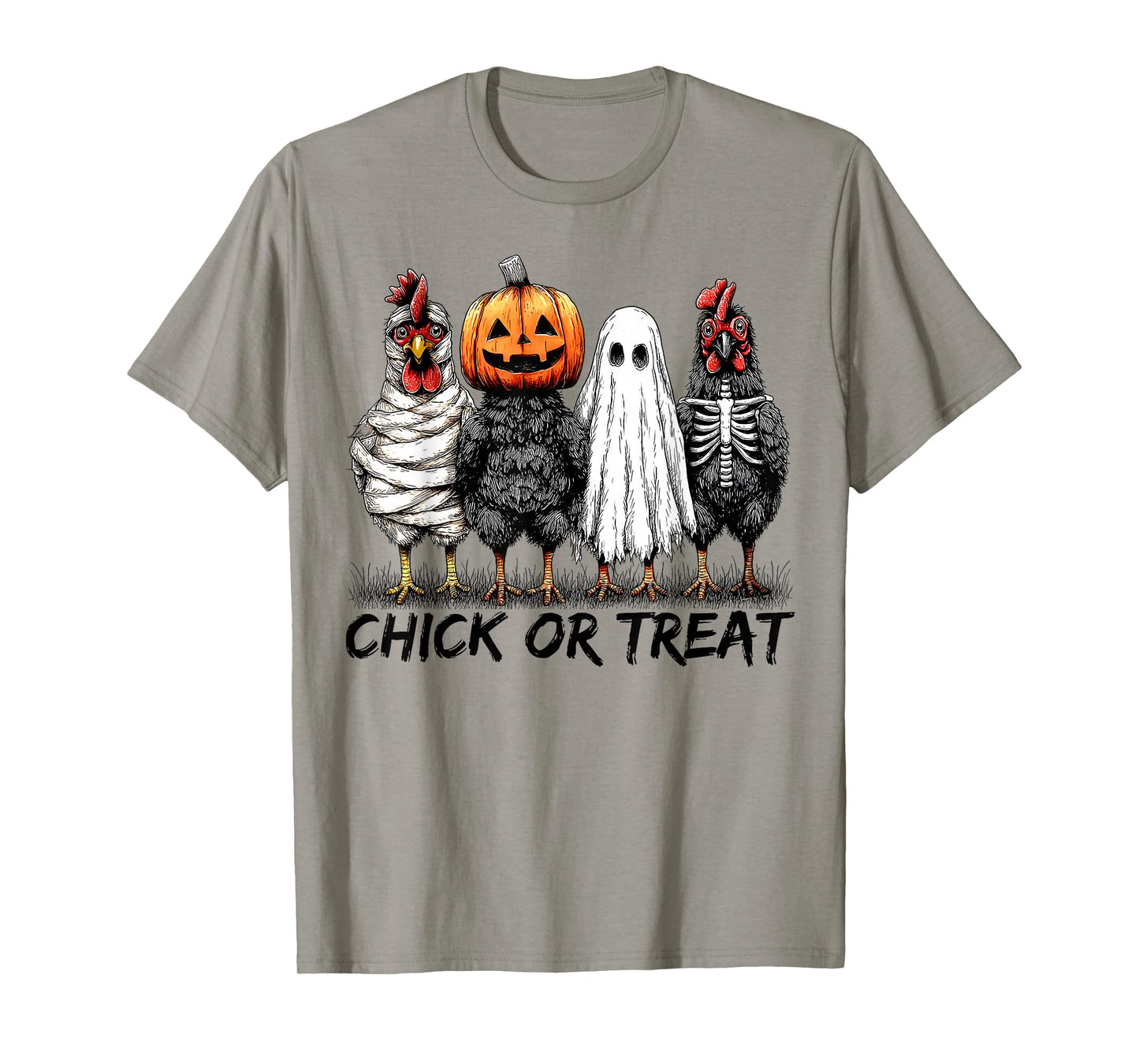 Chick Or Treat Halloween Pumpkin Ghost Spooky Funny Chicken T-Shirt