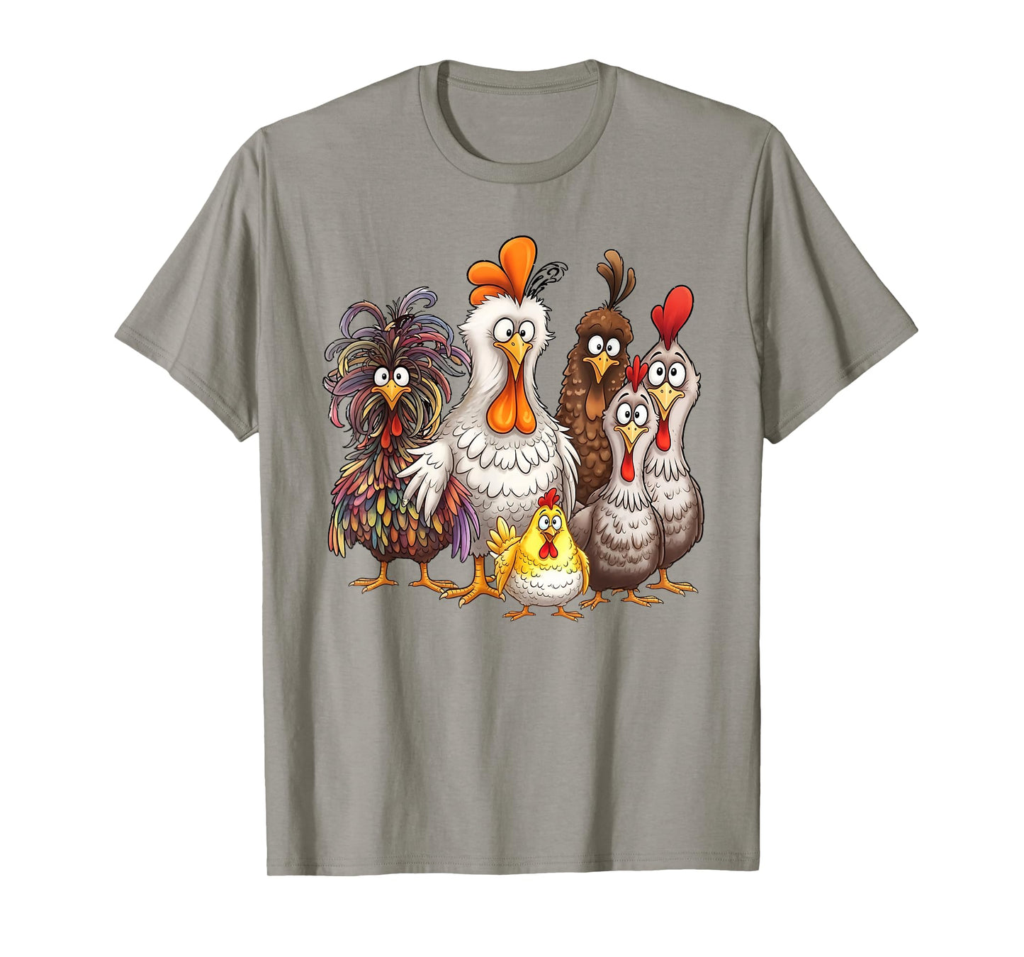 Funny Colorful Chicken Family Thanksgiving Cartoon Design T-Shirt