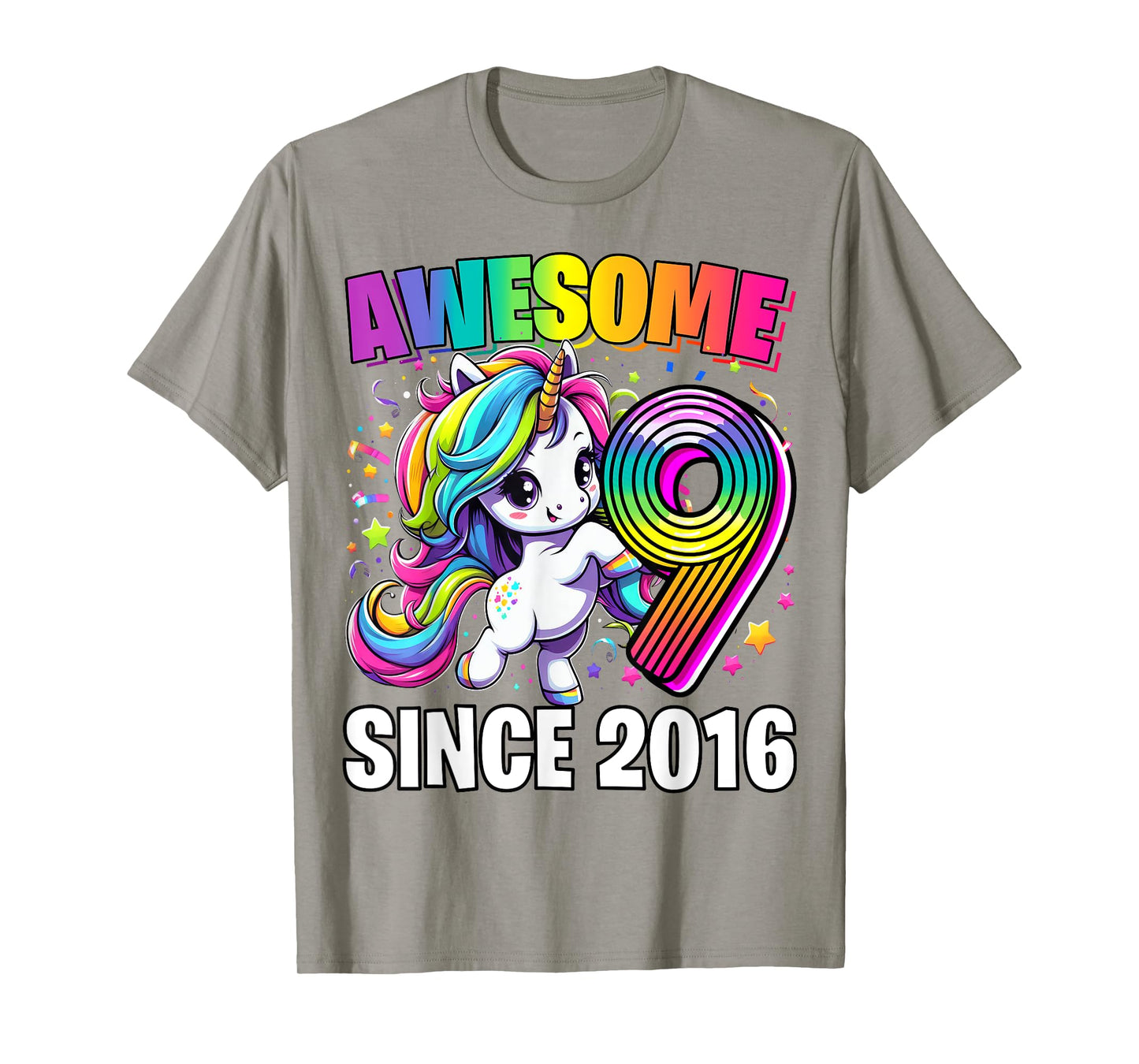 Unicorn 9th Birthday 9 Year Old Unicorn Party Girls Outfit T-Shirt