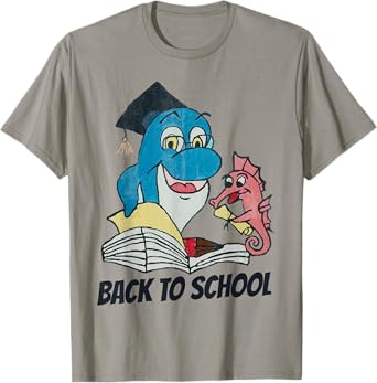 Back To School Funny Dolphin Teacher Seahorse Student Gift Men Women Kids T-Shirt