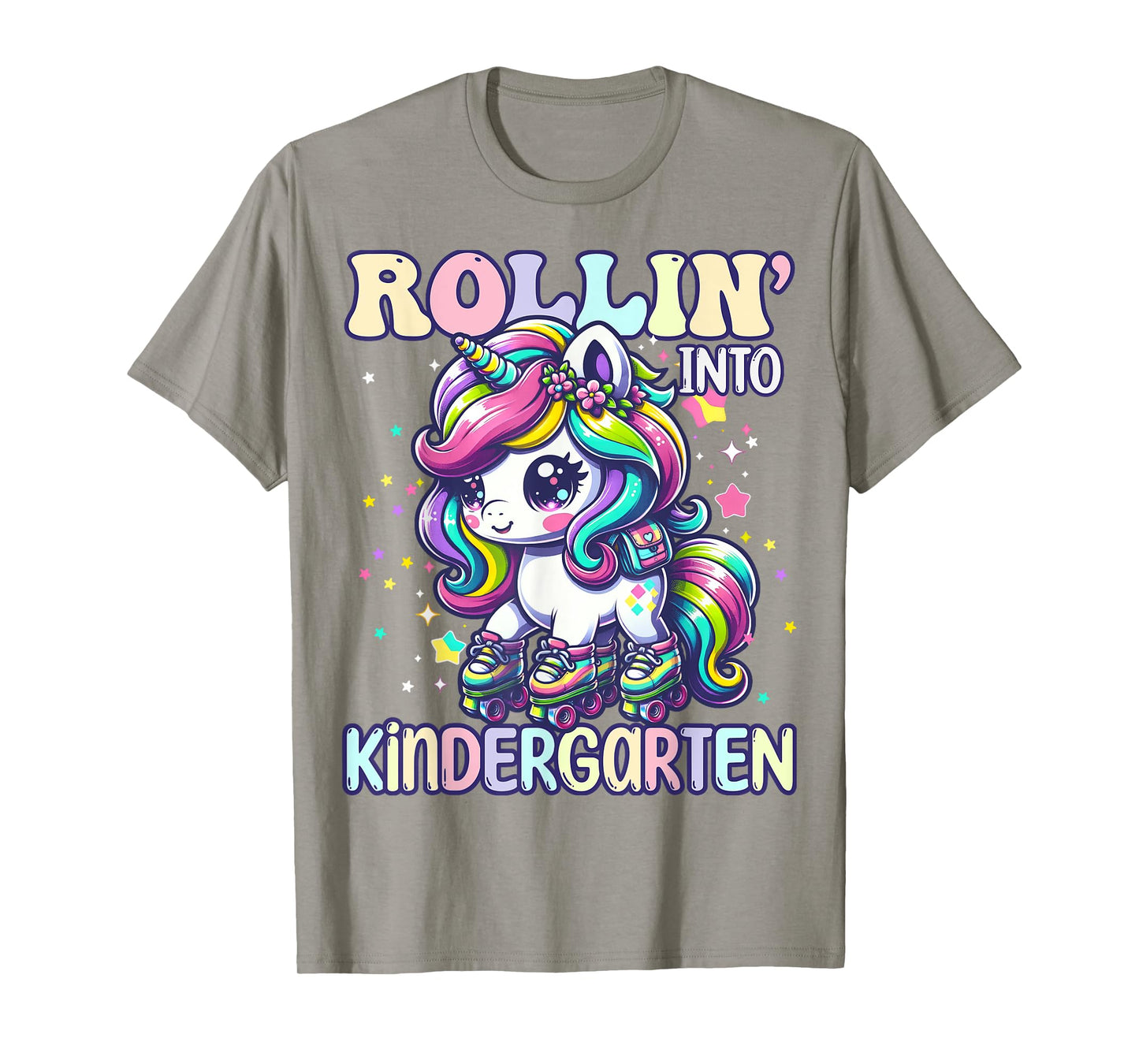 Kindergarten Back To School First Day Girls Rollin Unicorn T-Shirt