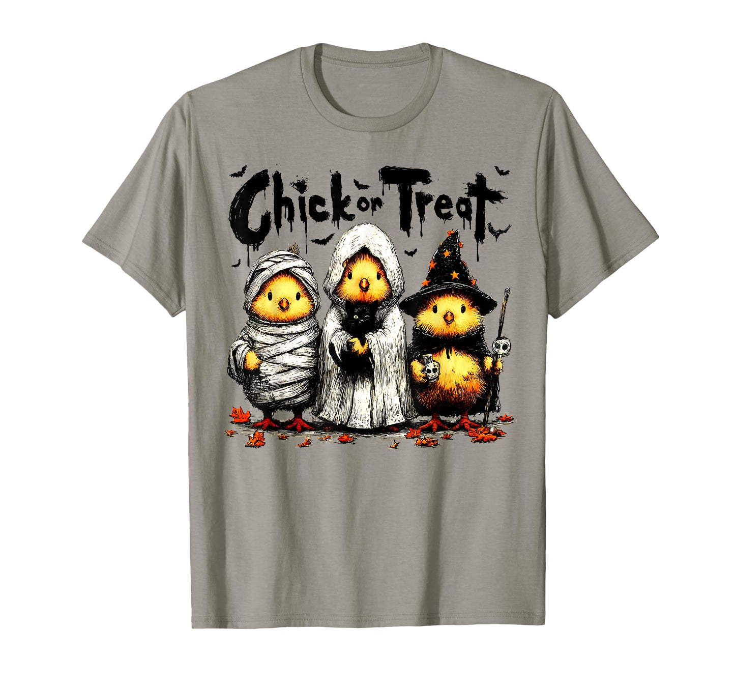 Horror Funny Chick Or Treat Chickens Ghost Witchy Halloween T-Shirt