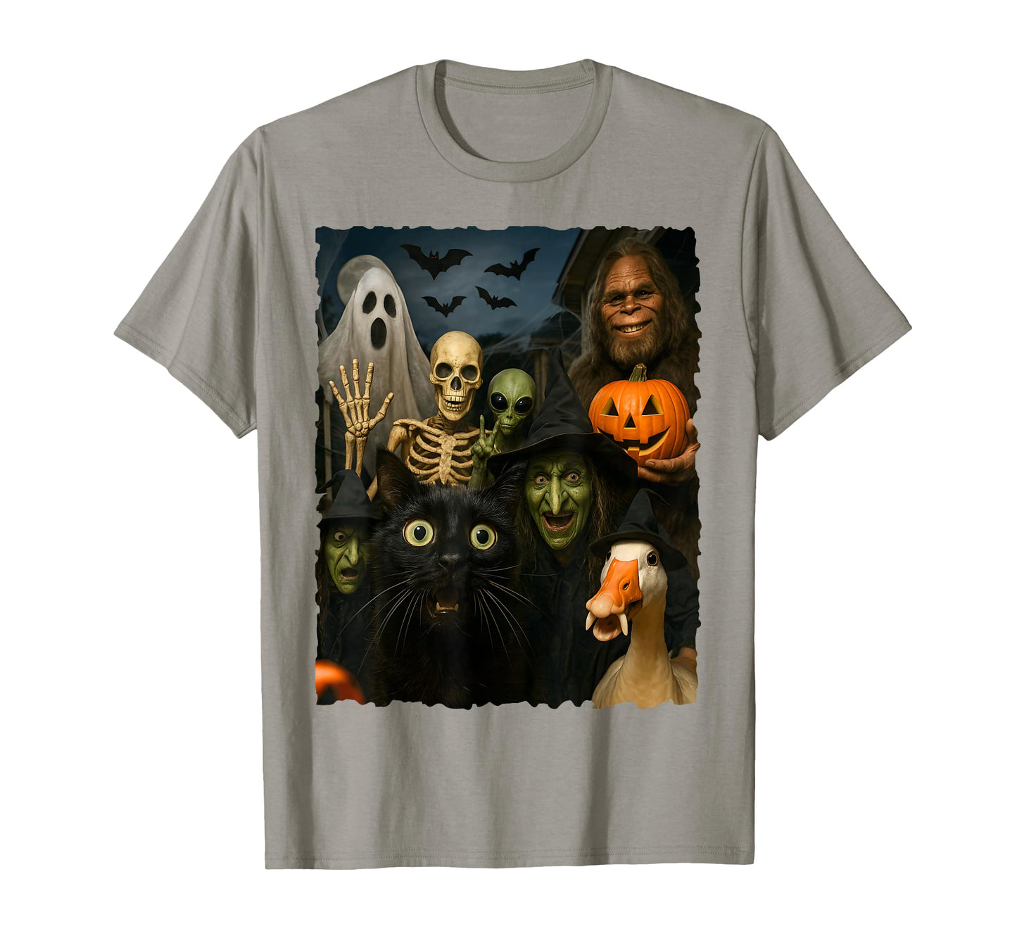 Ghost Bats Goose Bigfoot Alien Funny Cat Skeleton Witch 2025 T-Shirt