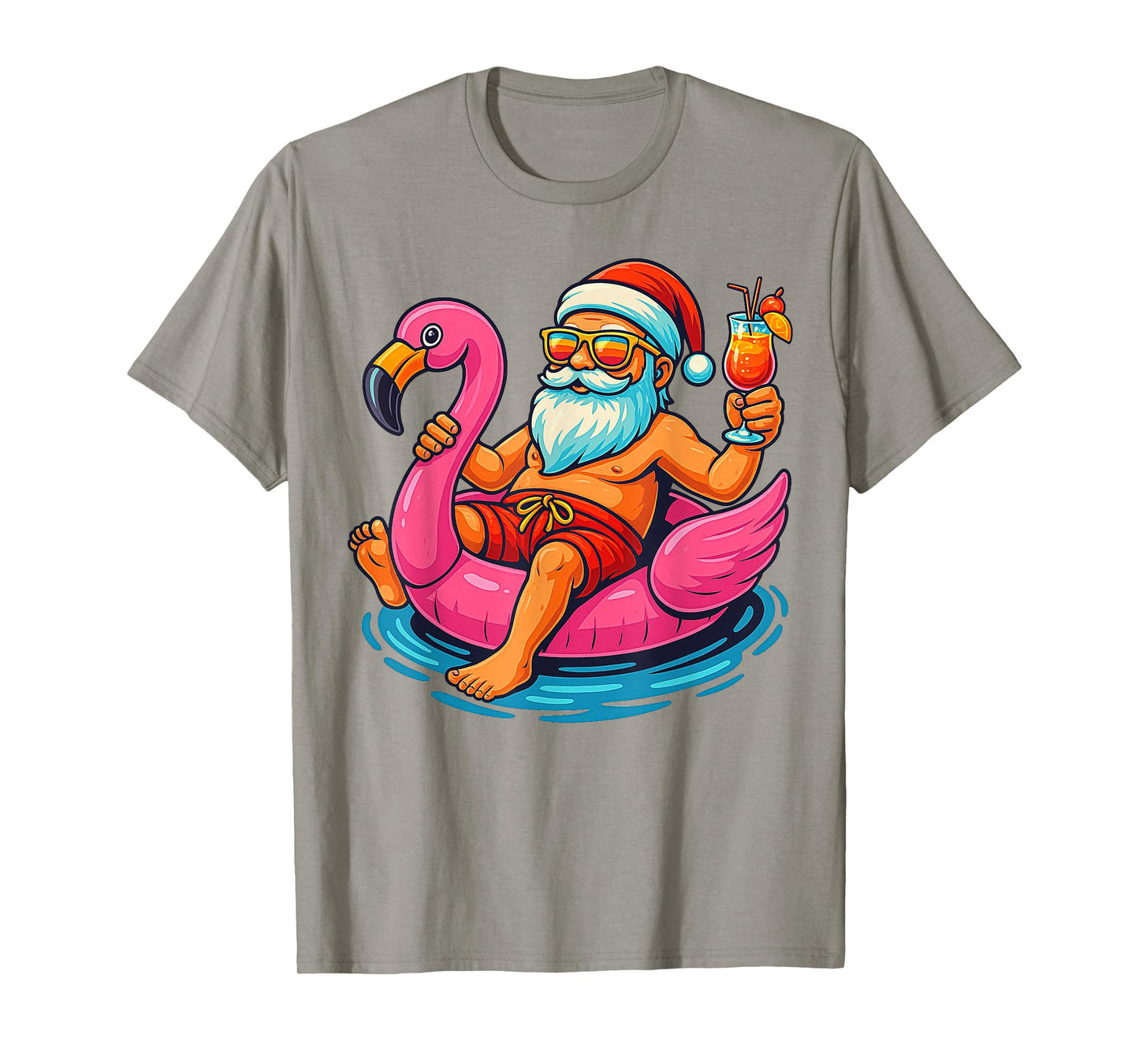 Christmas In July Shirt Boys Kids Santa Flamingo Summer Xmas T-Shirt
