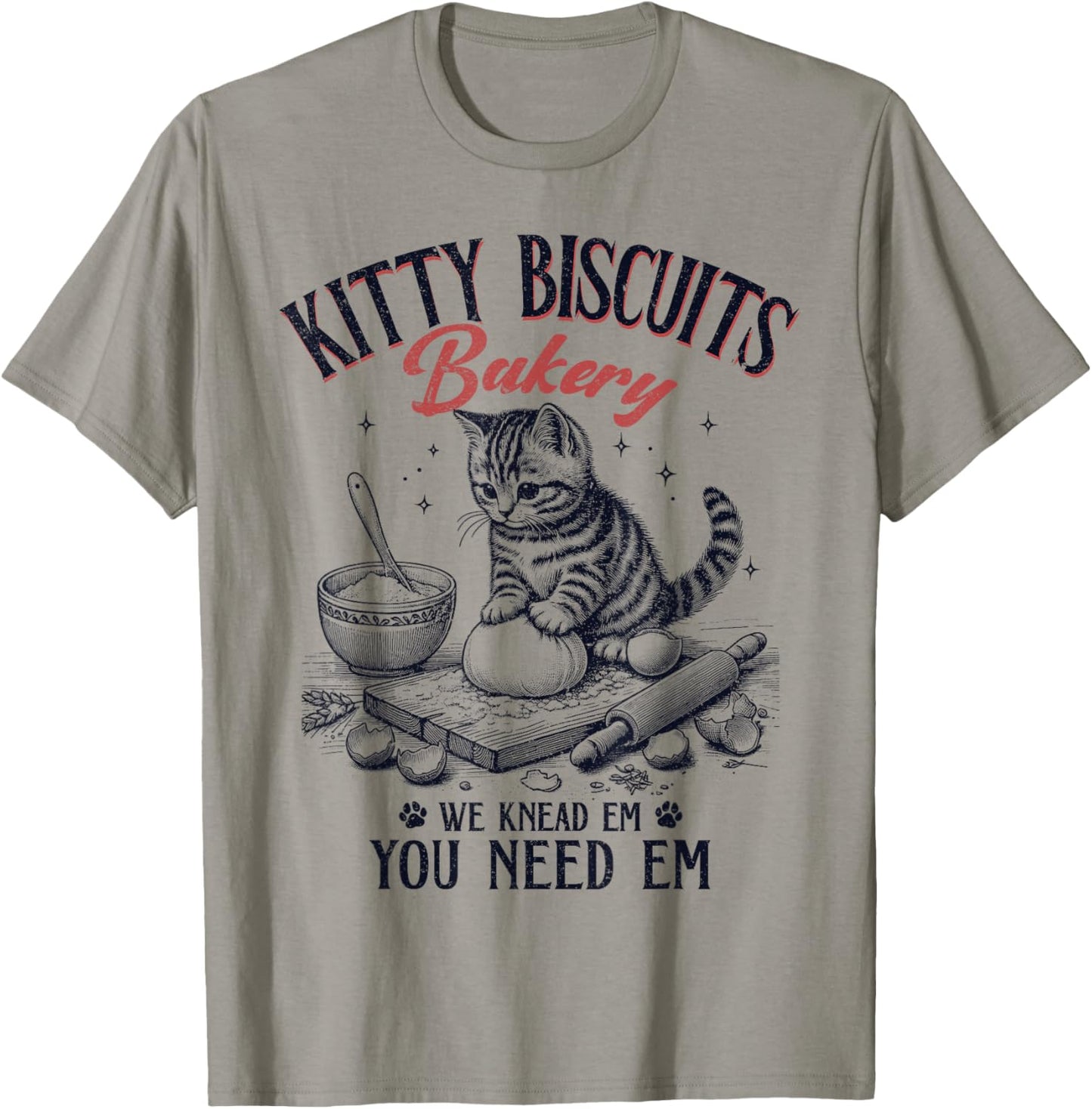 Cute Kitty Biscuits Bakery Vintage T-Shirt