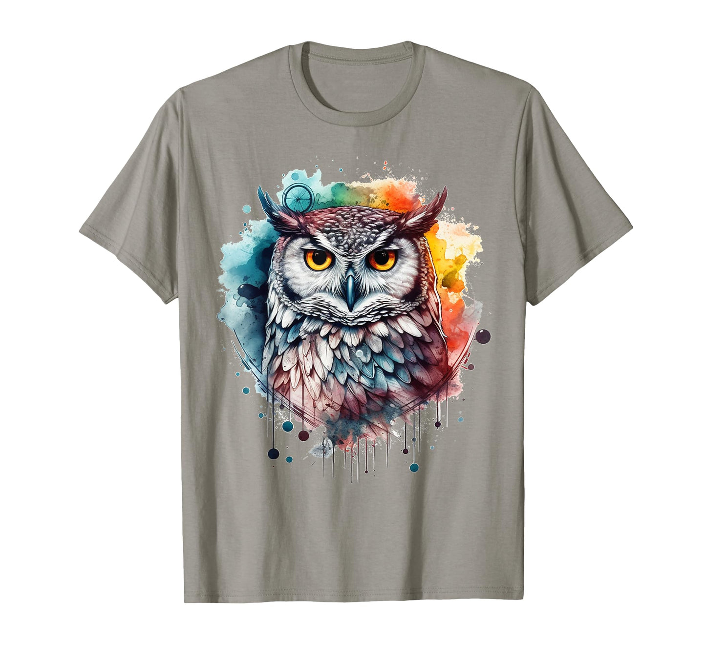 Owl artwork, colourful animal lovers, bird art, animal owl T-Shirt