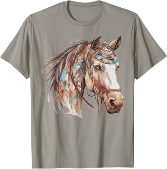 Horse Tribal Abstract Art Native American Geometric Horses T-Shirt