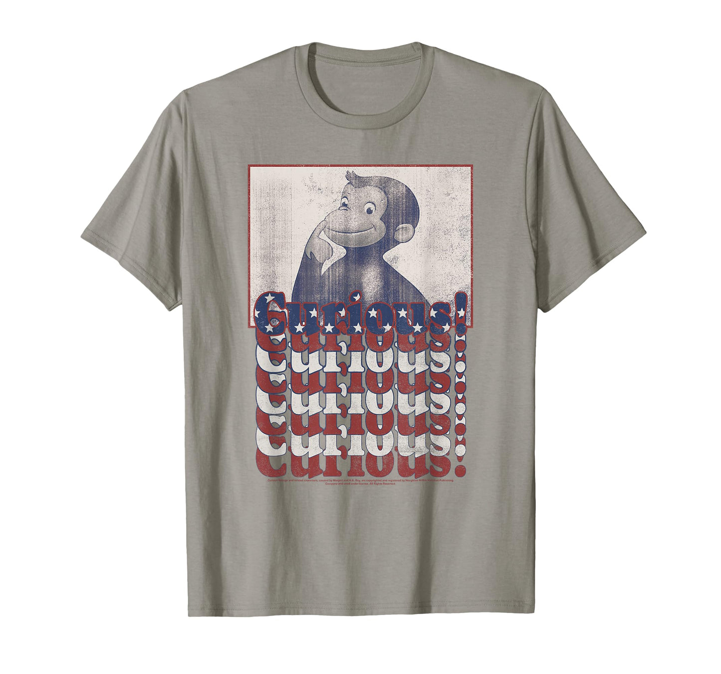Curious George 4th Of July American Flag Text Stack T-Shirt