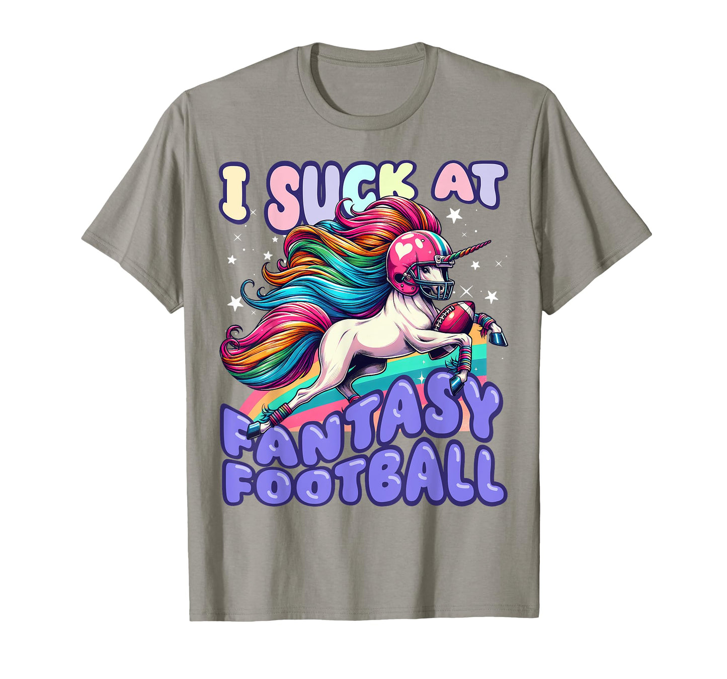I Suck at Fantasy Football Unicorn Rainbow Loser Men T-Shirt