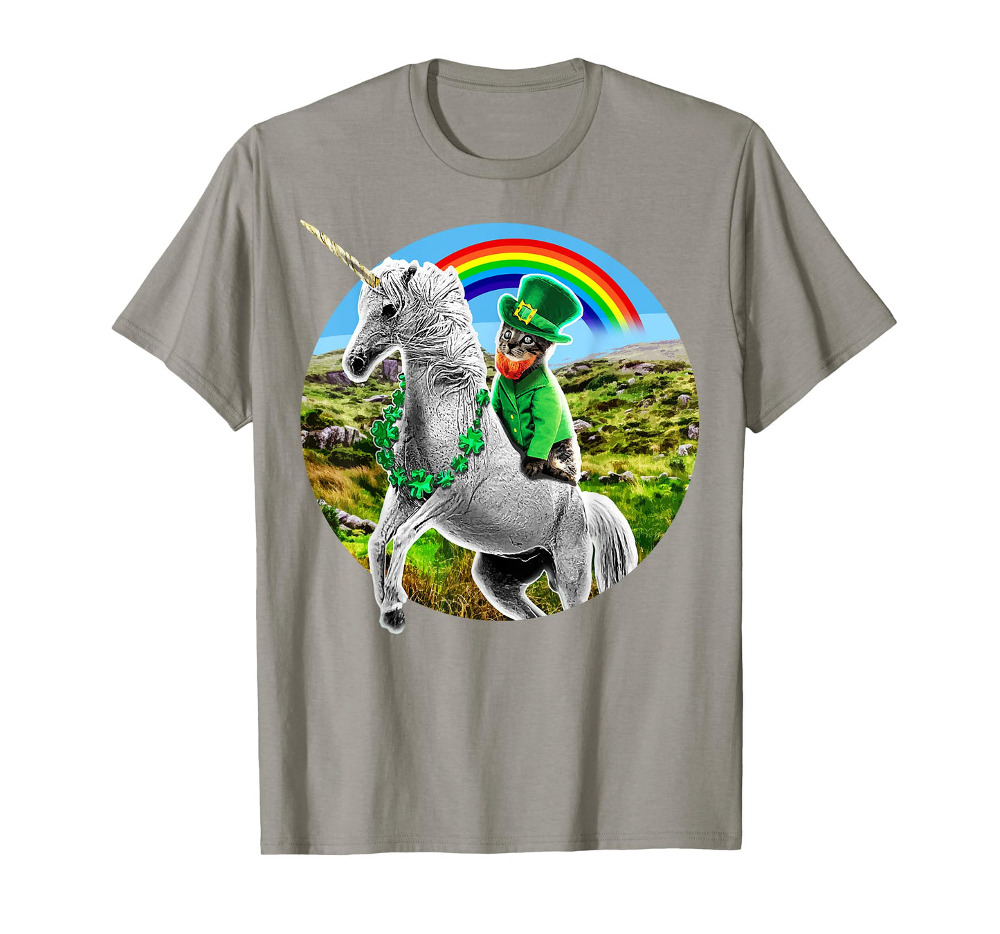 St. Patricks Day Unicorn Rainbow Leprechaun Cat Shirt Gift T-Shirt
