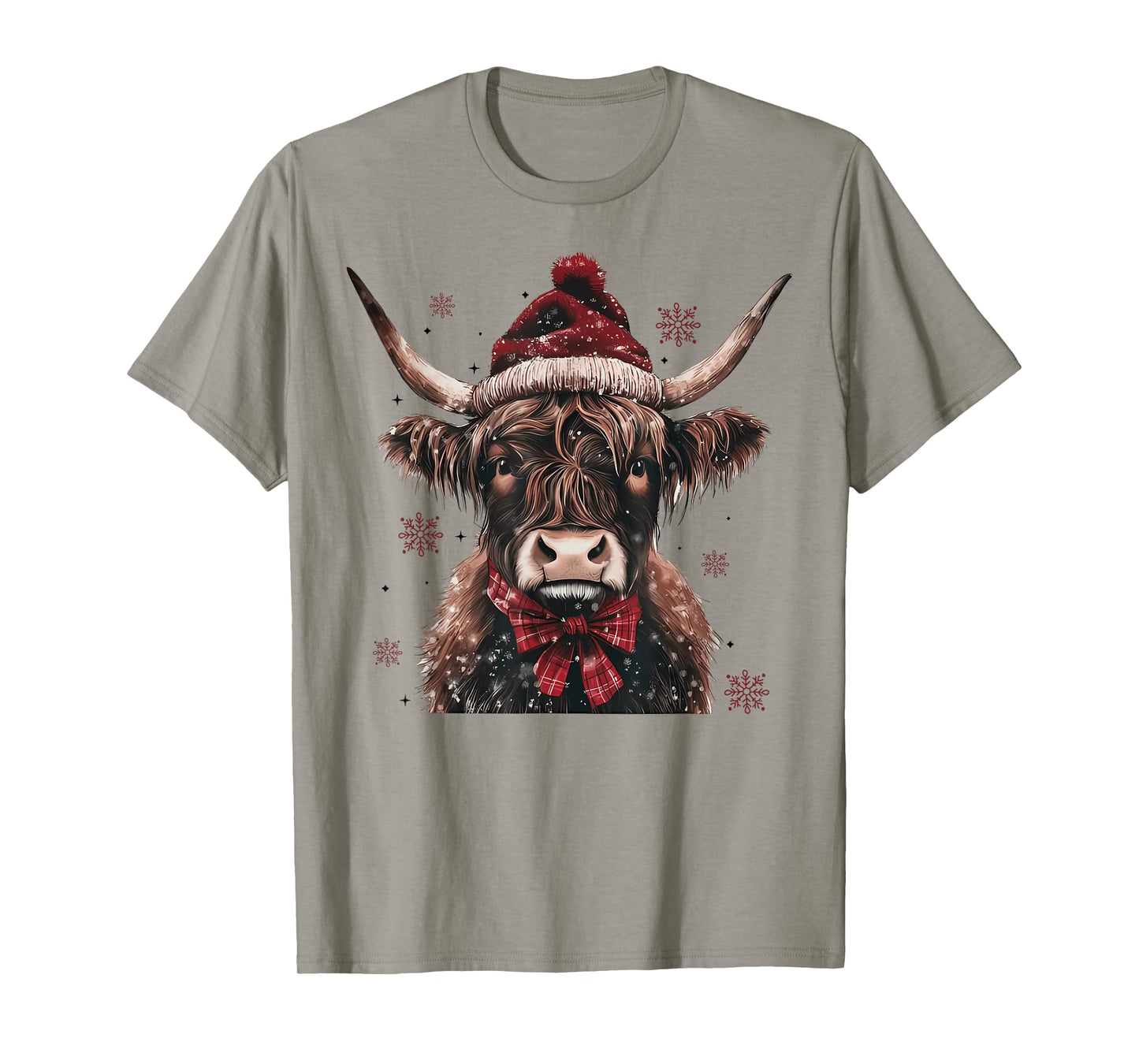 Mooey Christmas Western Highland Cow Lover Santa Hst Retro T-Shirt