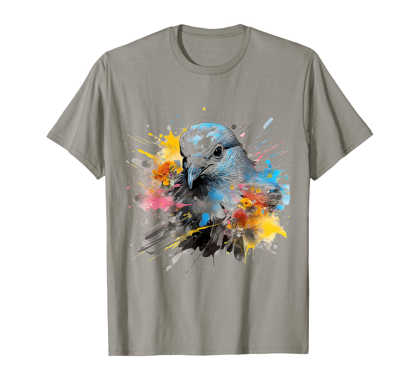 Dove Abstract Painting Art Drawing Flowers Graphic Bird T-Shirt