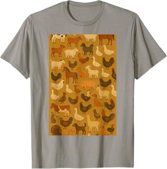 Farmyard Animals with Chickens, Goats, Ducks, Pigs, and Pets T-Shirt