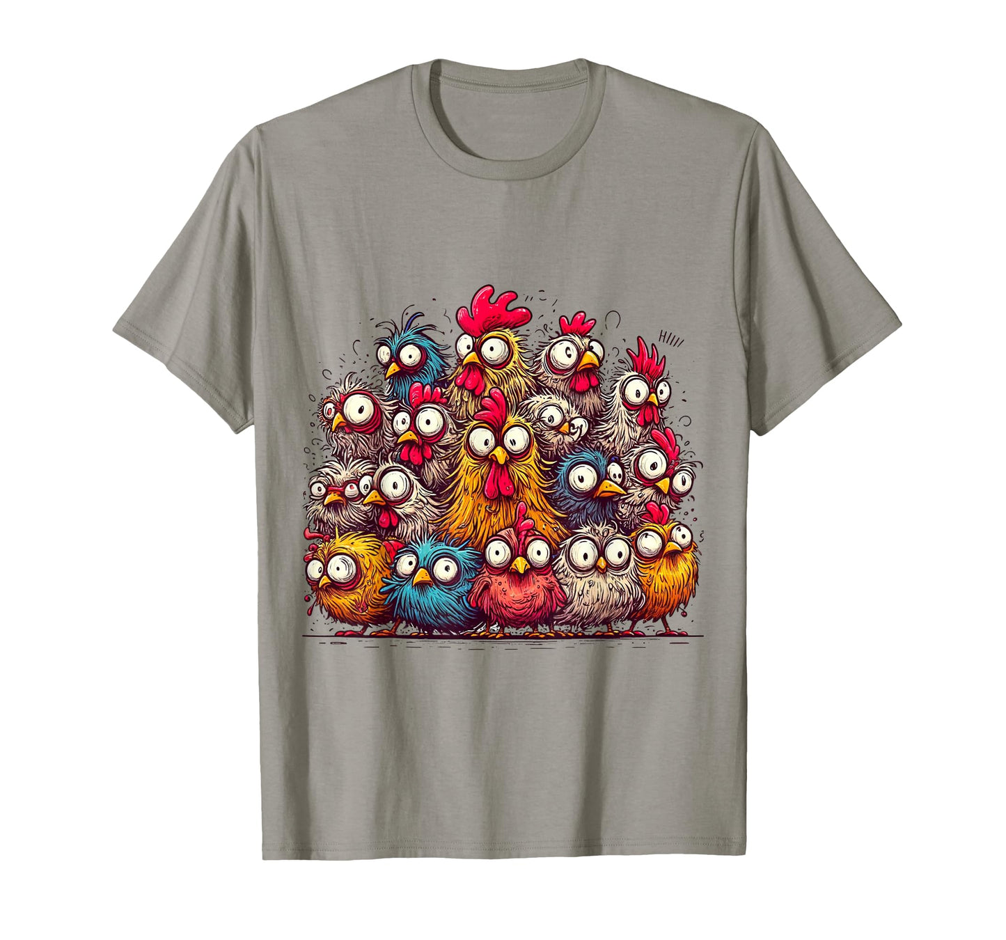 Eagerlys Colorful Funny Chicken Art, Crazy Chicken Family T-Shirt
