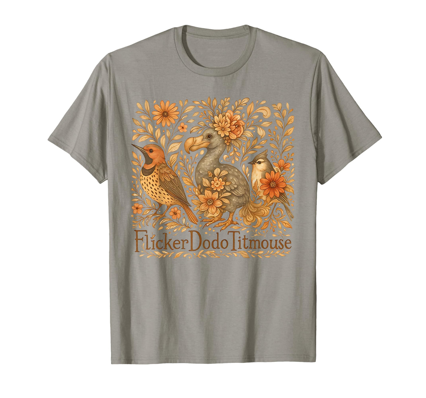 Subtle Birds Flicker Dodo Titmouse Trump Resist Boho Style T-Shirt