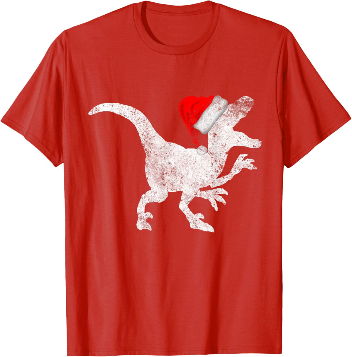 Santa Hat Raptor Costume Tshirt Christmas Gift Dinosaur Tee