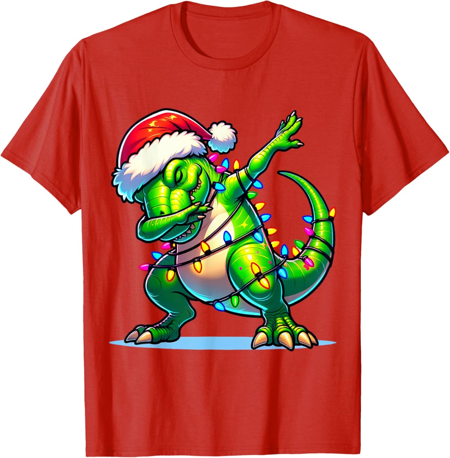 Christmas Dinosaur Boys Dabbing T Rex Santa Xmas Funny T-Shirt