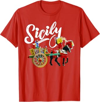 Sicily Horse and Cart Traditional Cultural Sicilian Folk Art T-Shirt