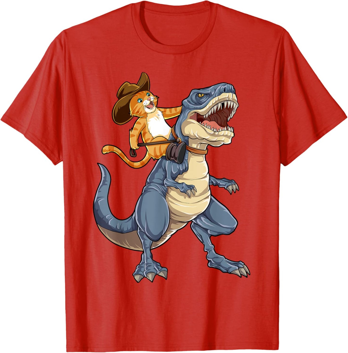 Cat Riding Dinosaur T rex Funny Purrassic Kitty Kitten Lover T-Shirt for Men Women Kids
