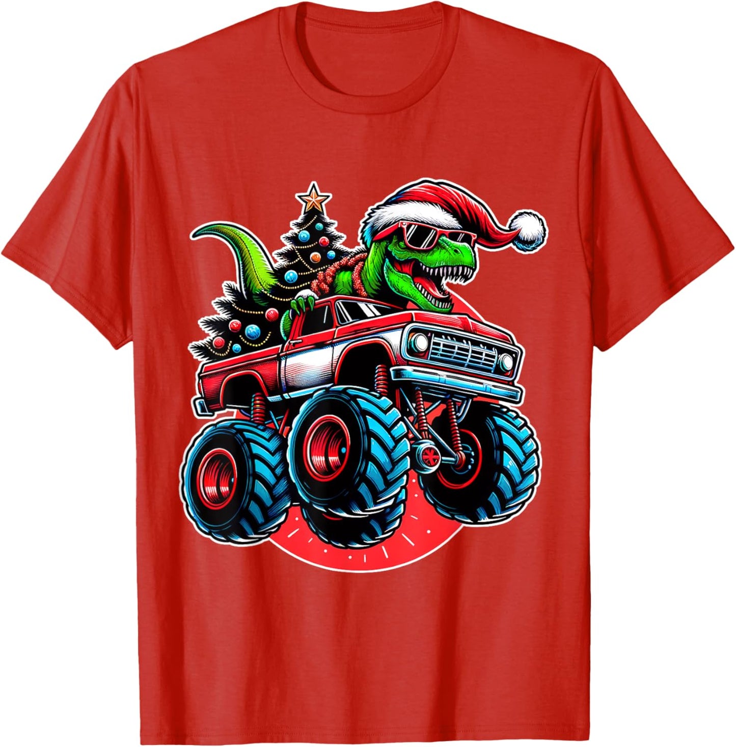 Christmas T Rex Monster Truck Boys Dinosaur Santa Xmas Funny T-Shirt