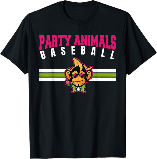 Party Animals Baseball Retro Monkey Sunglasses T-Shirt T-Shirt - T-Shirt | Black