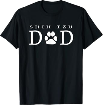 Shih Tzu Dad Dog Gift Paw Print Funny Tshirt T-Shirt
