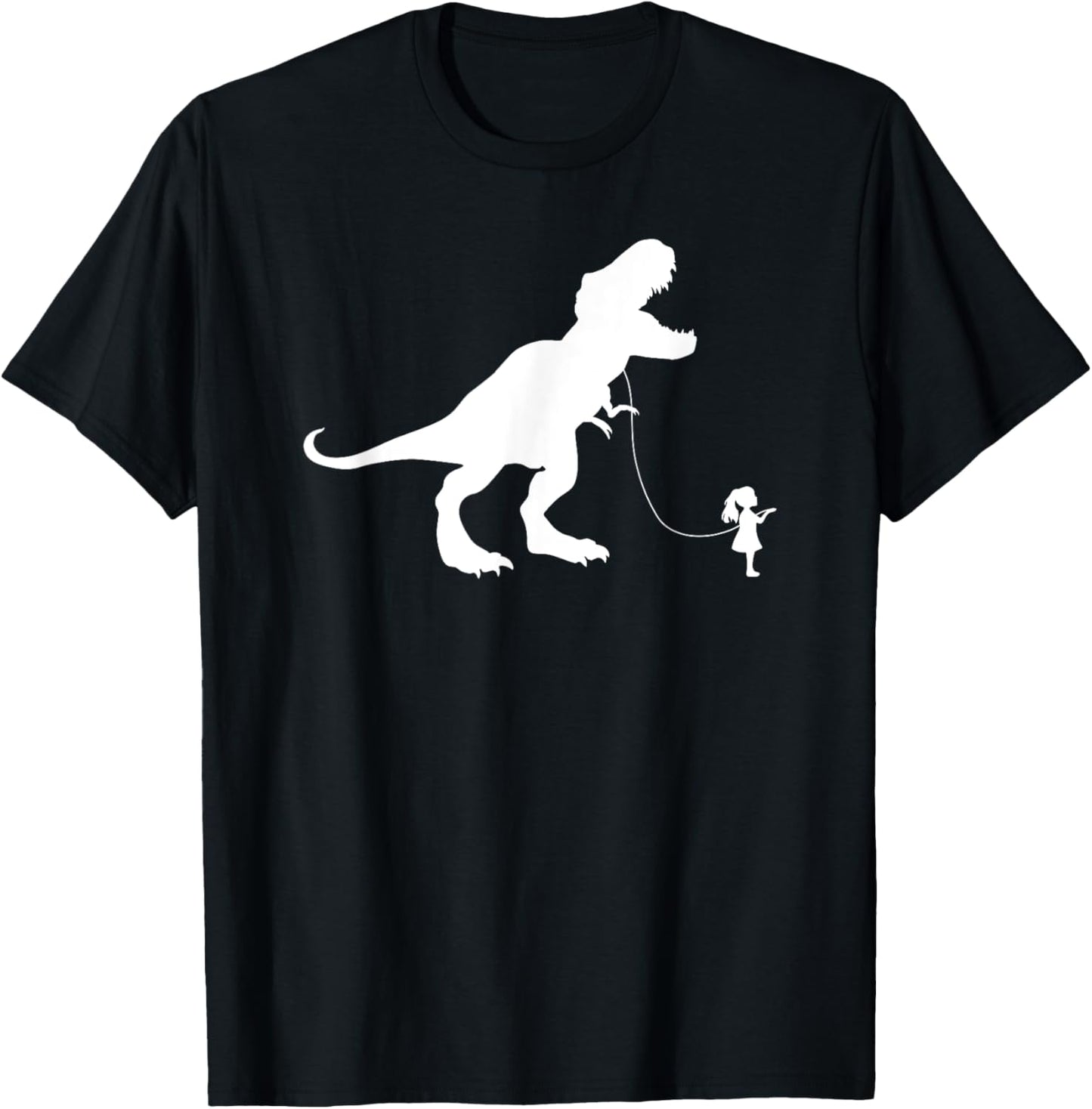 Funny TRex Pet Dinosaur Meme | Girl Walking TREX on a Leash T-Shirt