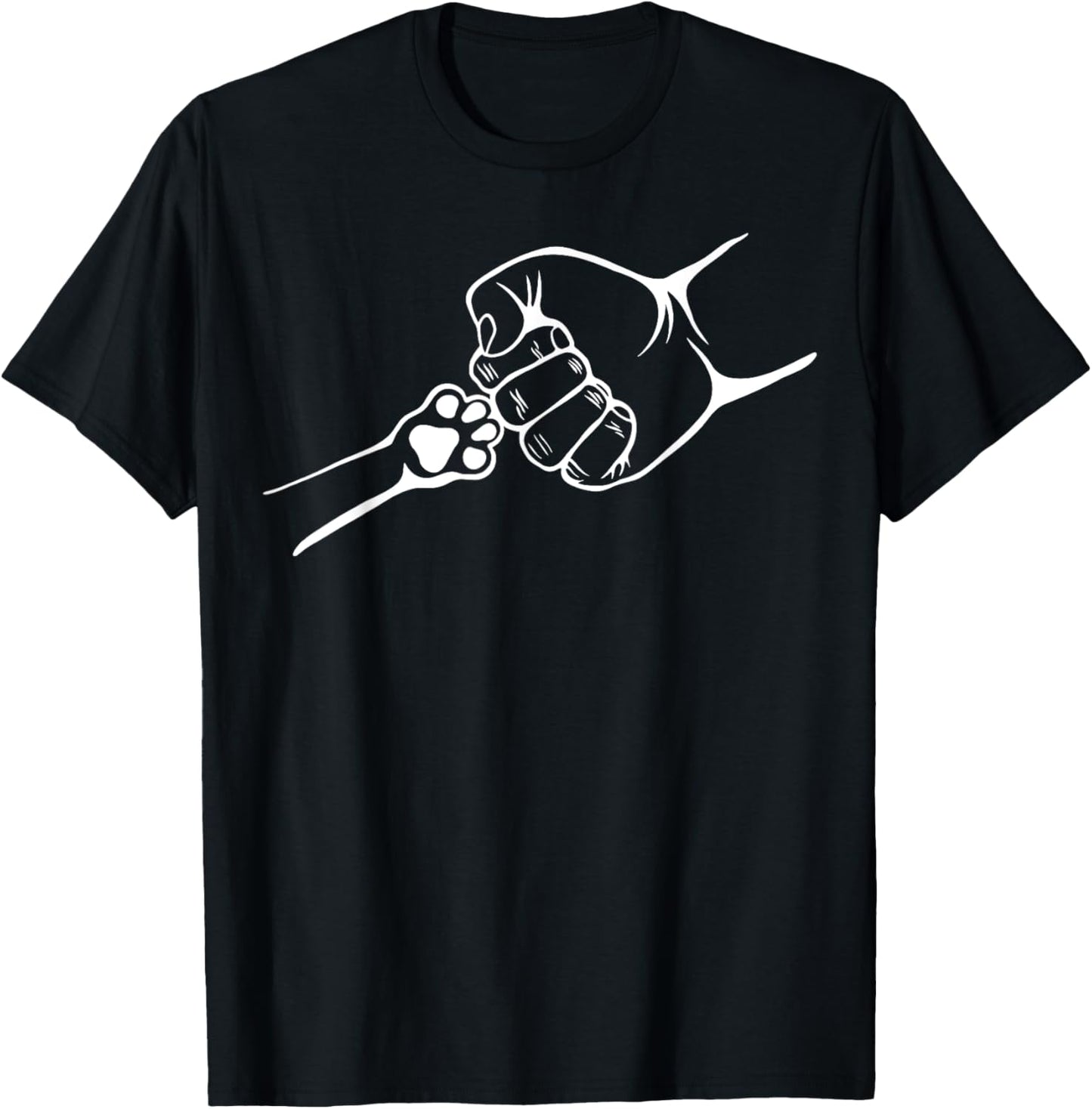 Dog And People Punch Hand Dog Man Friendship Bump Dog's Paw T-Shirt