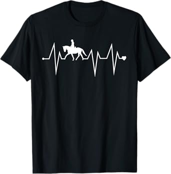 Funny Dressage Horse Riding Heartbeat Heart Pulse Rate EKG T-Shirt