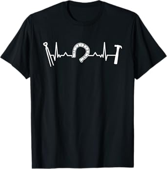 Horseshoe Trimming Heartbeat Horse Hoof Farrier T-Shirt