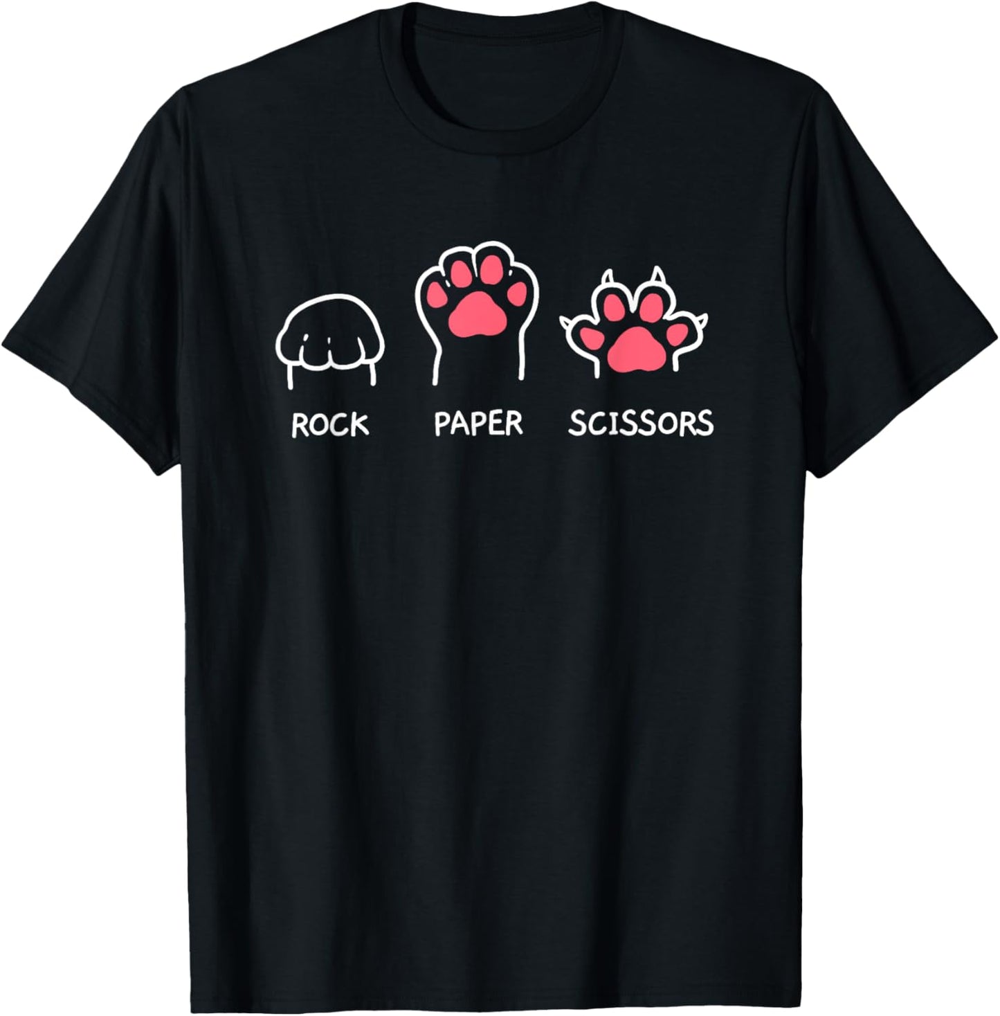 Rock Paper Scissors Hand Game Cute Paw Funny Cat T-Shirt