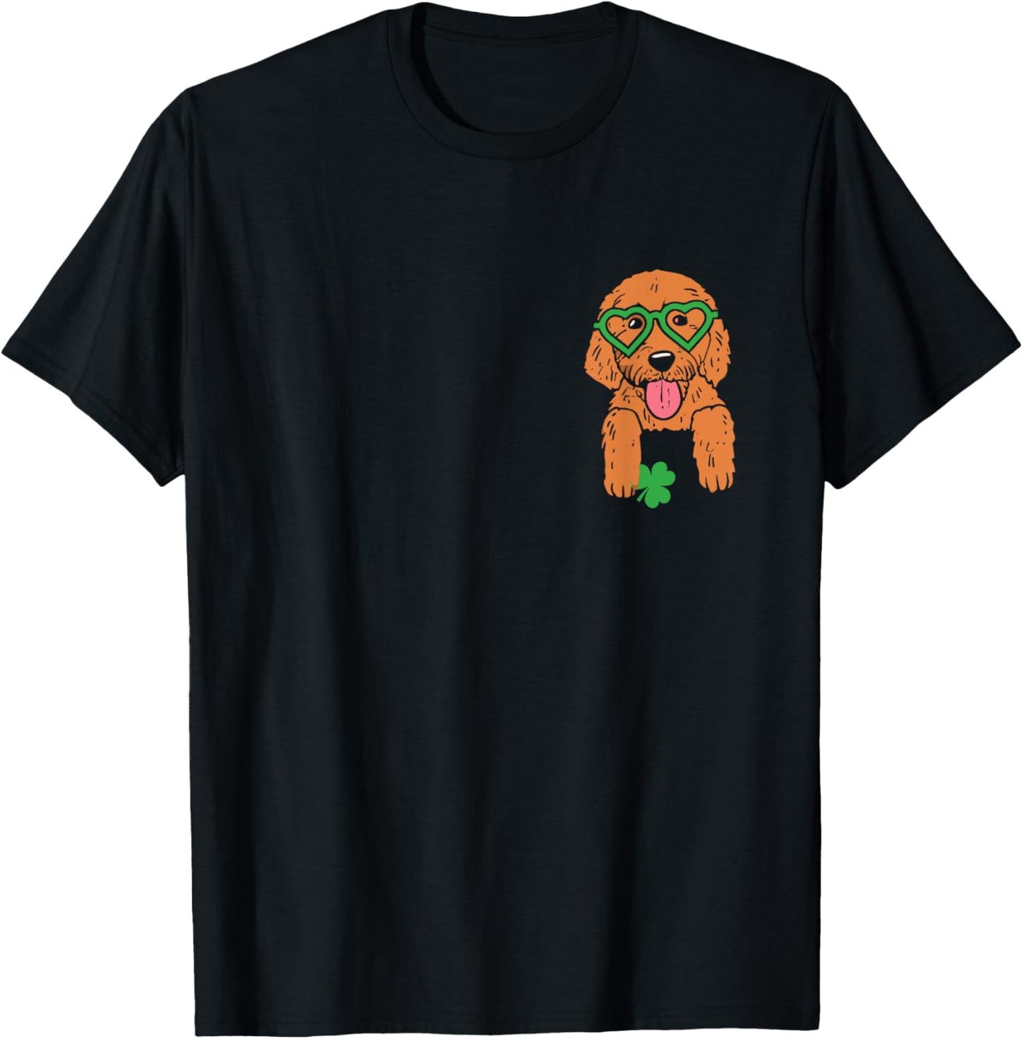 Goldendoodle Shamrock Pocket Cute ST Patrick's Day Dog Lover T-Shirt