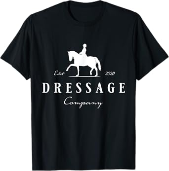 Dressur Pferd mit Dressurreiterin - Dressage T-Shirt - Women's, Girls' Dressage Horse T-Shirt - Black, Small - Short Sleeve, Classic Fit