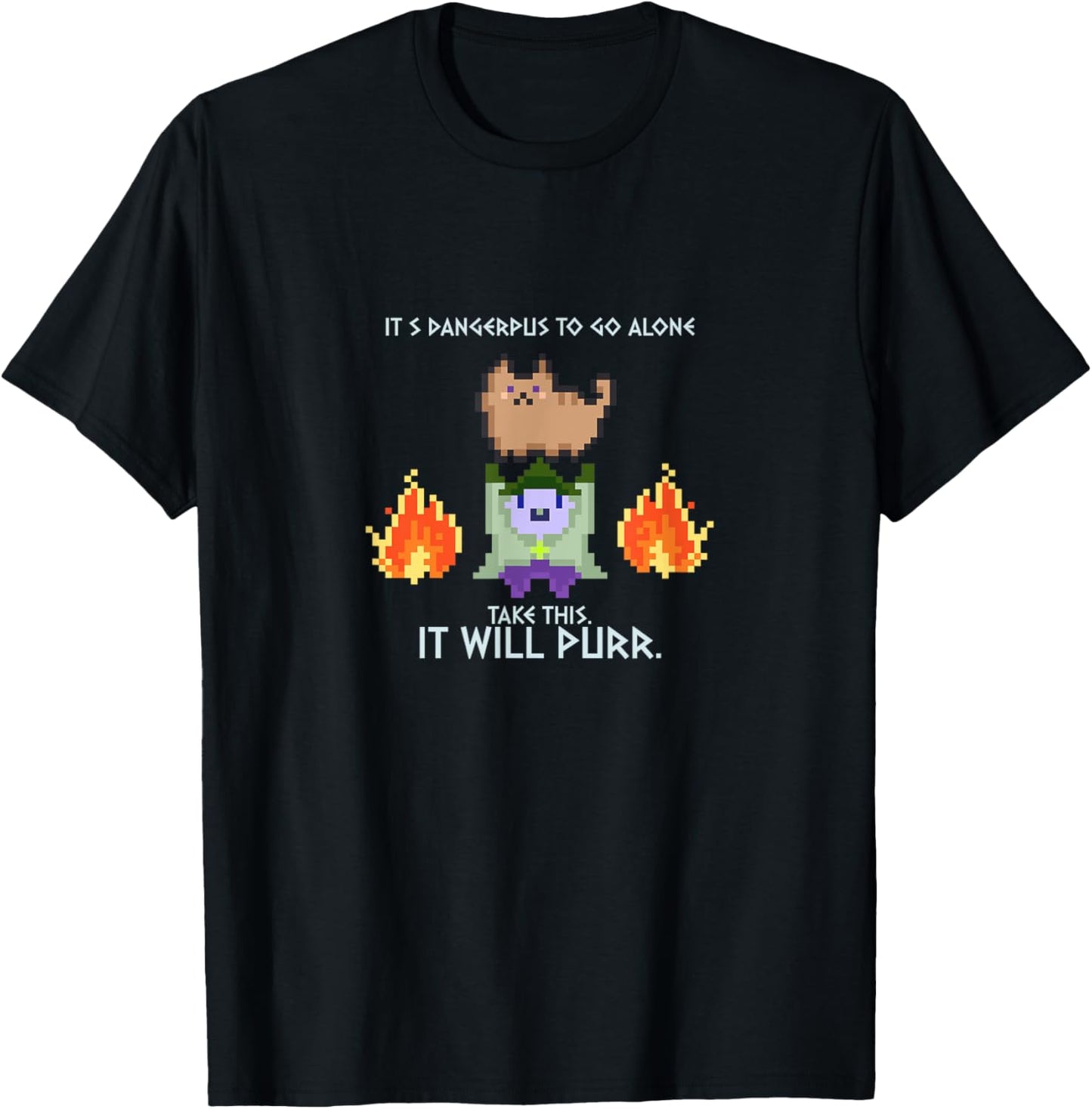 It's Dangerous Alone Take This It Will Purr Cat Retro Gamer T-Shirt