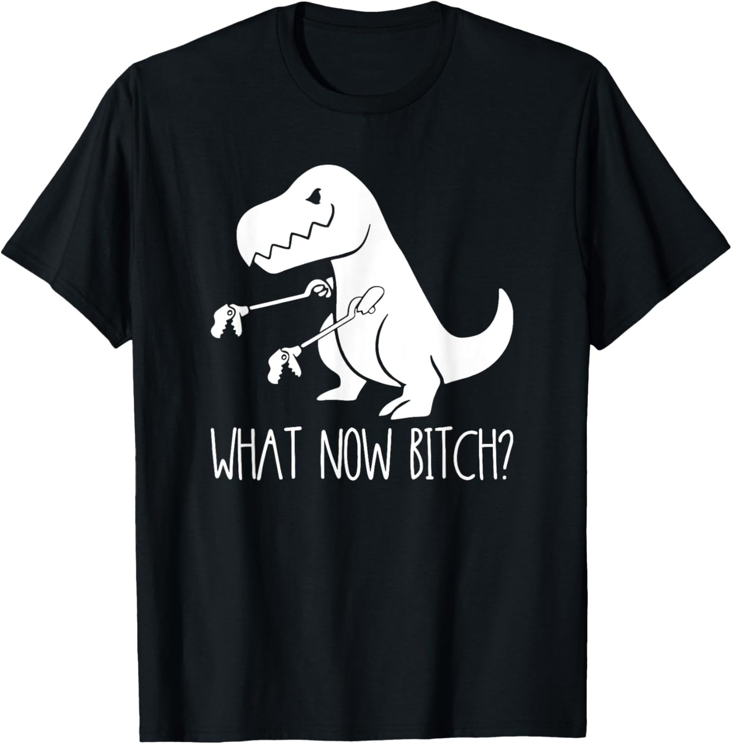 What Now Bitch Funny T Rex Dinosaur T-Shirt