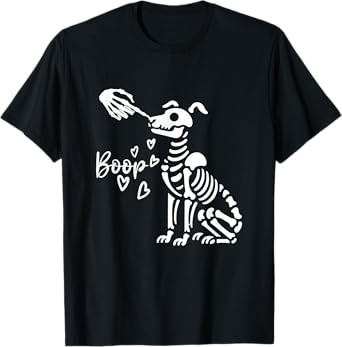 Retro Cute Skeleton Hand Boop Dog Funny Halloween T-Shirt