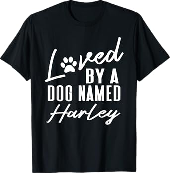 Personalized Dog Name Harley Gift Pet Lover Paw Print Men Women Kids T-Shirt