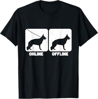 German Shepherd Dog Online Offline Funny T-Shirt